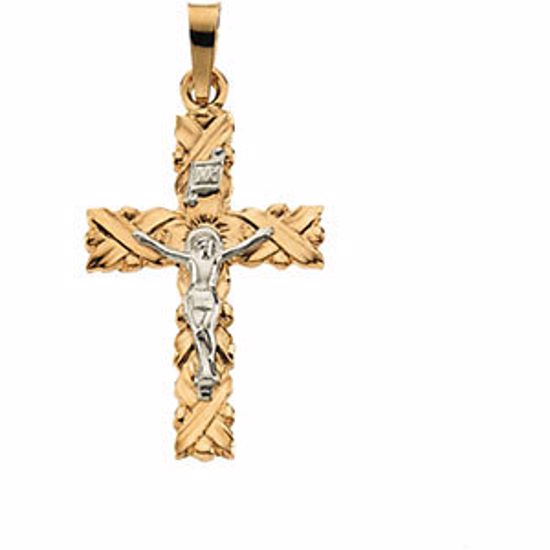 R41172:252422:P 14kt Yellow & White 22x15.5mm Crucifix Pendant