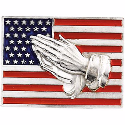 R16767:252870:P American Flag with Praying Hands Lapel Pin
