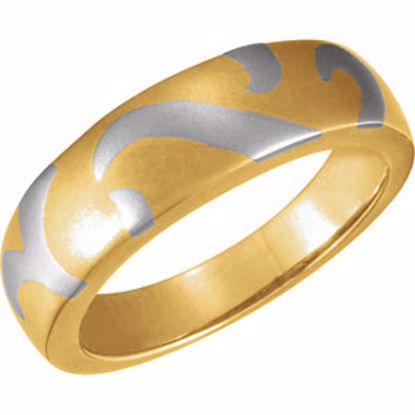 5766:253291:P 18kt Yellow & Platinum Gents Inlaid Design Band