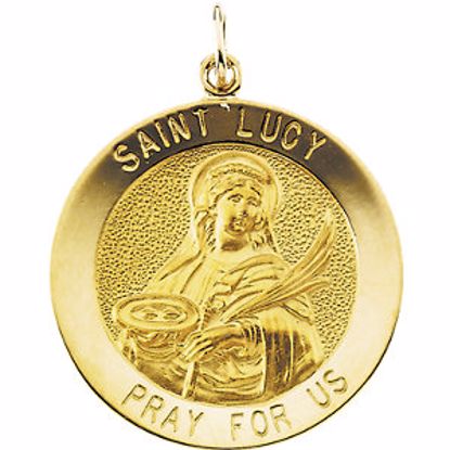 R16367:254869:P 14kt Yellow 25mm Round St. Lucy Medal