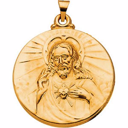 R41345:259702:P 14kt Yellow 30.5mm Sacred Heart of Jesus Medal