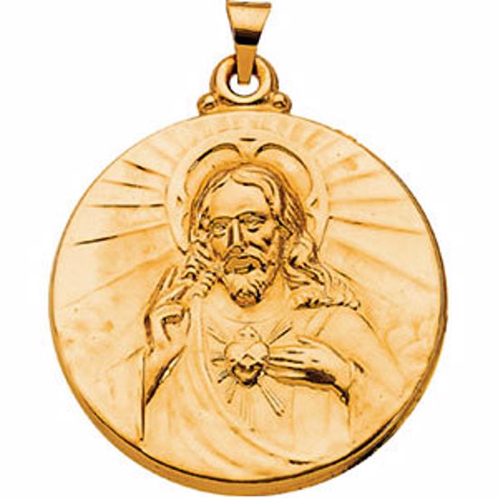 R41345:259702:P 14kt Yellow 30.5mm Sacred Heart of Jesus Medal