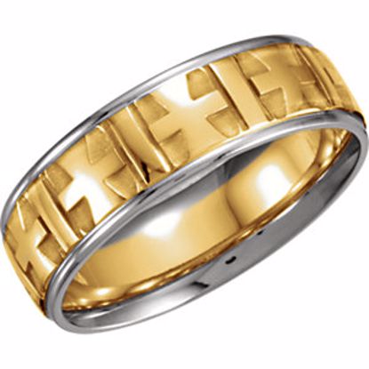 50411:277348:P 14kt Yellow & White 7mm Design Band Size 12.5