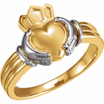 50349:278576:P 10kt Yellow & White Gent's Claddagh Ring
