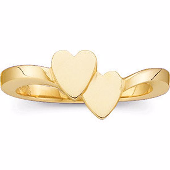 50460:294816:P 14kt Yellow Double Heart Signet Ring