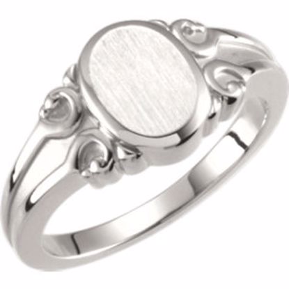 50457:294812:P 14kt White Oval Signet Ring