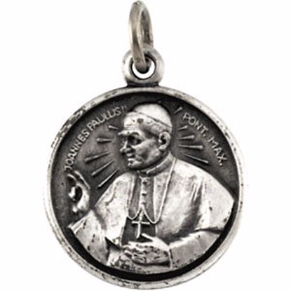 R16329:304675:P Sterling Silver 13.75 Round Pope John Paul II 18" Necklace