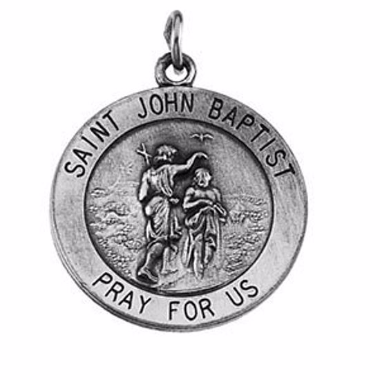 R16312:304368:P Sterling Silver 18.25mm Round St. John the Baptist Medal