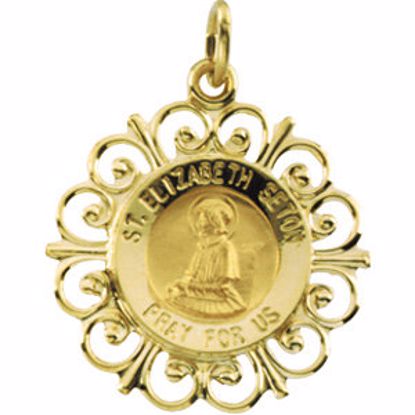 R41483:304508:P 14kt Yellow 18.5mm Round St. Elizabeth Seton Medal