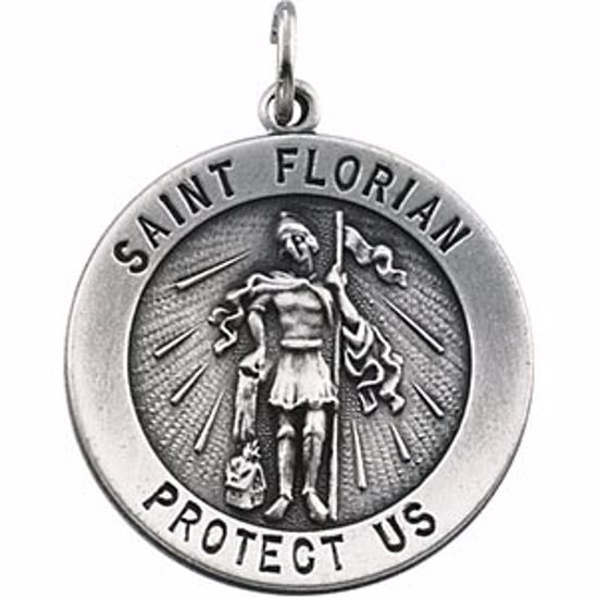 R5053:304515:P Sterling Silver 25.25mm Round St. Florian Medal