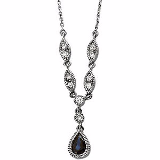 63568:297542:P Blue Sapphire & Diamond Necklace