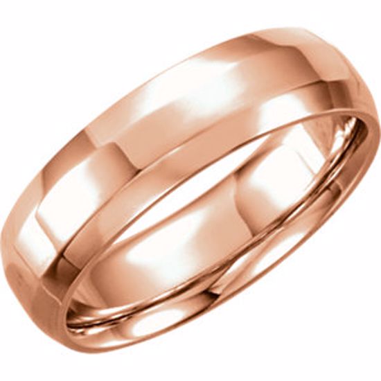 5977:156507:P 14kt Rose 6mm Comfort-Fit Beveled Edge Band Size 12