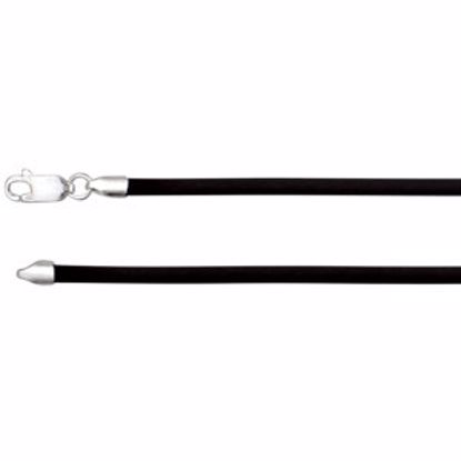 CH560:287229:P Sterling Silver 3mm Black Rubber 22" Necklace