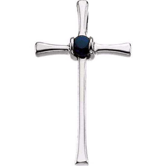 R80069S:163760:P 14kt White Sapphire Cross Pendant