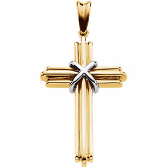 R41249:100001:P 14kt Yellow & White 36.75x24.5mm Cross Pendant