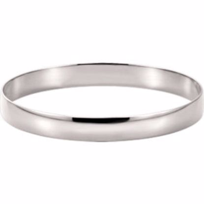 BRC1:11651:P 14kt White 8mm Half Round Bangle Bracelet