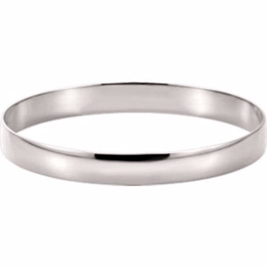 BRC1:11651:P 14kt White 8mm Half Round Bangle Bracelet