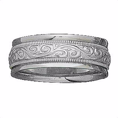 50581:100080:P 14kt White 7mm Design Band Size 12