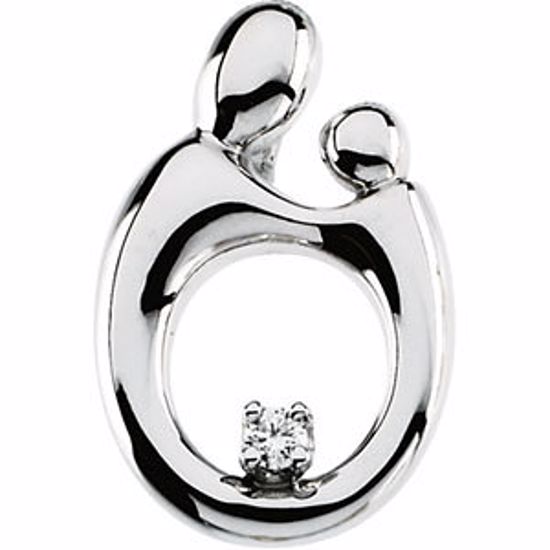 63910:100104:P 14kt White Large Mother and Child® Diamond Pendant