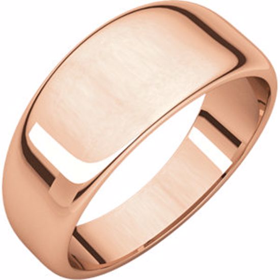 HRT7:165578:P 14kt Rose 8mm Half Round Tapered Band
