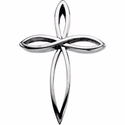 R41529:100002:P 14kt White 36.5x26.25mm Cross Pendant 