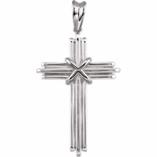 R41249:100002:P 14kt White 36.75x24.5mm Cross Pendant