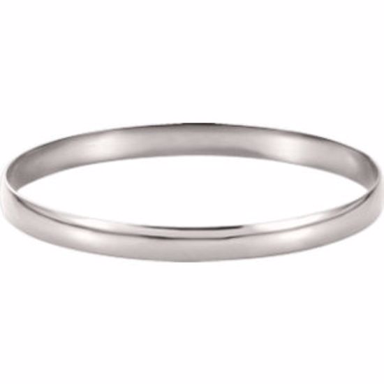 BRC1:11652:P 14kt White 6mm Half Round Bangle Bracelet