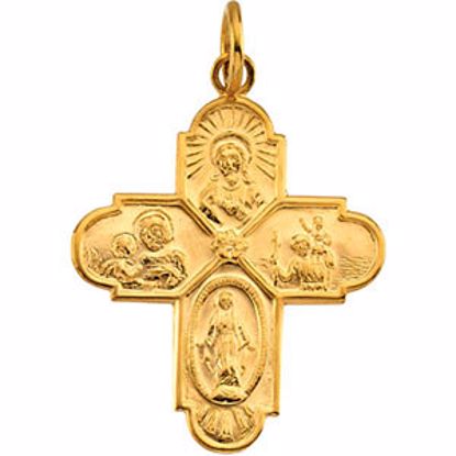 R41570:110504:P 14kt Yellow 24.4x21.5mm Four-Way Medal