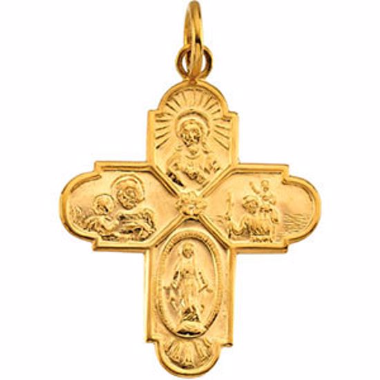 R41570:110504:P 14kt Yellow 24.4x21.5mm Four-Way Medal