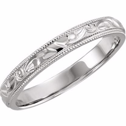 50071:180870:P 14kt White 3mm Hand-Engraved Band Size 5.75