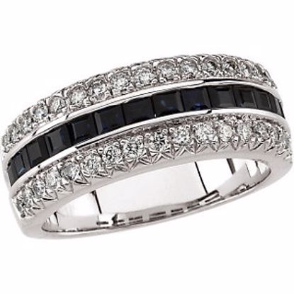 63930:60191:P 14kt White Blue Sapphire & 1/2 CTW Diamond Anniversary Band