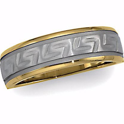 50568:100002:P Grooved Greek Key Design 6.75mm Tapered Bands