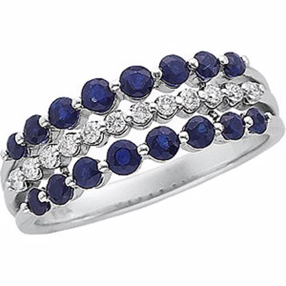 64036:60280:P 14kt White Blue Sapphire & 1/5 CTW Diamond Anniversary Band