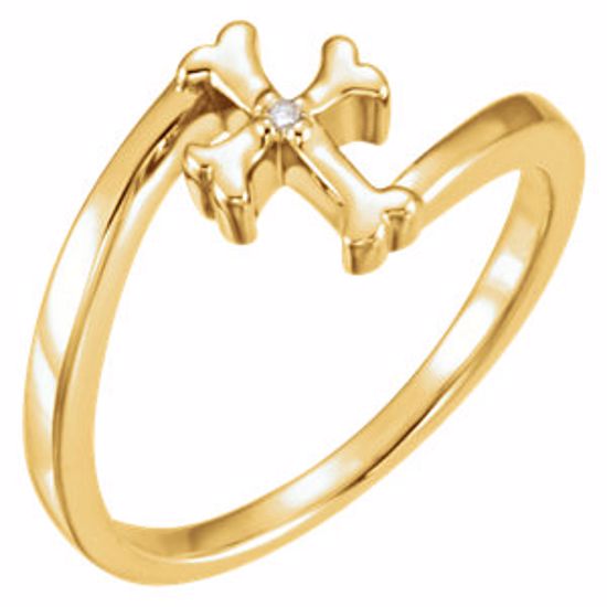 R16682D:100112:P 14kt Yellow Youth .004 CTW Diamond Cross Ring