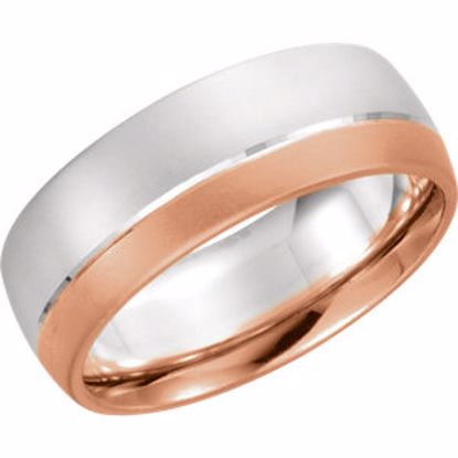 50589:60022:P 14kt White & Rose 7mm Bonded Band Size 7.5