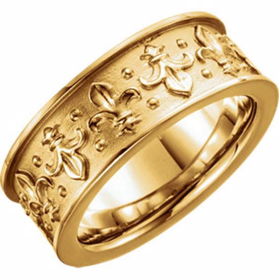 50398:100003:P 10kt Yellow 7.75mm Fleur-de-lis Band Size 6
