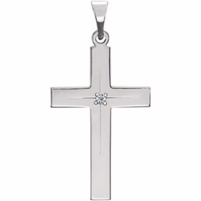 R16219:104066:P 14kt White 22x14mm Diamond Cross Pendant