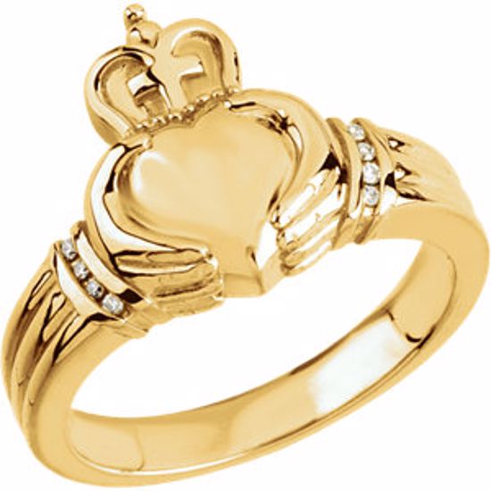 64141:20705:P 14kt Yellow .05 CTW Men's Claddagh Ring