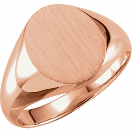 9320:11487:P 14kt Rose 14x12mm Solid Oval Men's Signet Ring