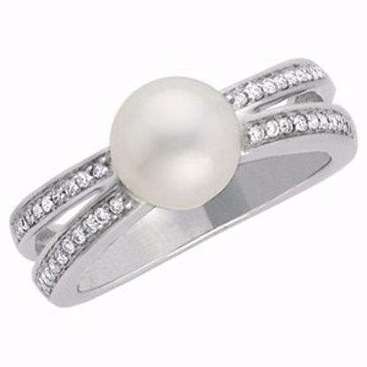 64178:100400:P 14kt White Freshwater Cultured Pearl & 1/5 CTW Diamond Ring