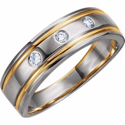 63896:100508:P 14kt White &n Yellow 1/6 CTW Diamond Band Size 7