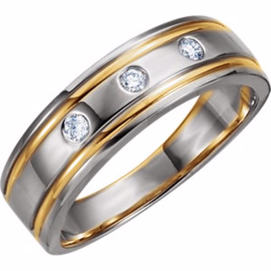 63896:100508:P 14kt White &n Yellow 1/6 CTW Diamond Band Size 7