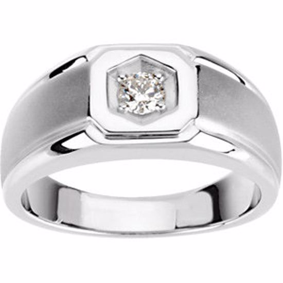 64229:100467:P 14kt White 1/4 CTW Men's Diamond Ring