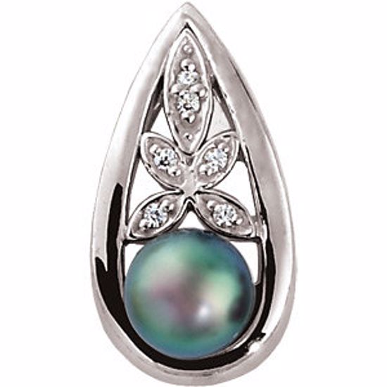 64235:100492:P Akoya Cultured Pearl & Diamond Pendant