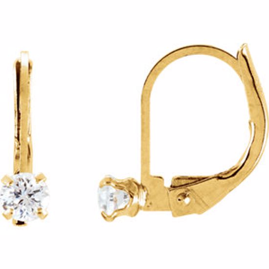 19114:1243160:P 14kt Yellow Cubic Zirconia Youth Lever Back Earrings