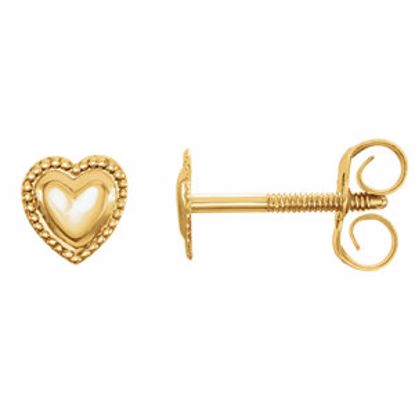 19115:1243290:P 14kt Yellow Heart Youth Earings