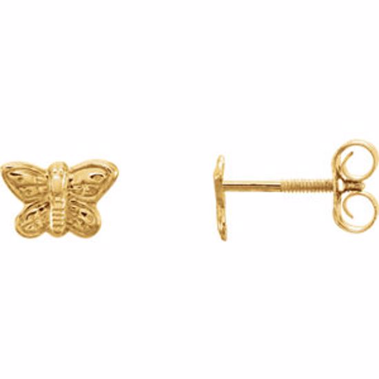 19150:2468190:P 14kt Yellow 5x7mm Youth Butterfly Earrings