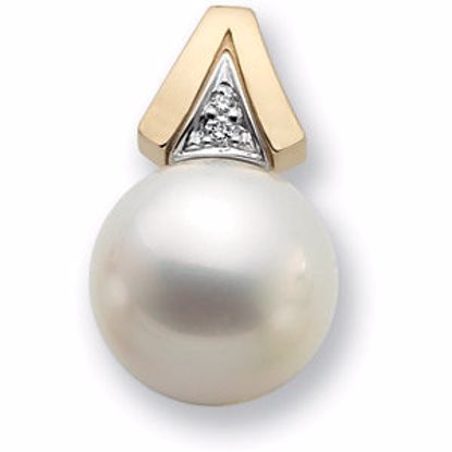 64497:294109:P 14kt Two-Tone .02 CTW Diamond & 12mm South Sea Cultured Pearl Pendant