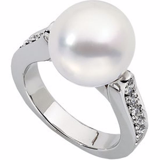 64339:100618:P 18 Palladium White 1/4 CTW Diamond & South Sea Cultured Pearl Ring