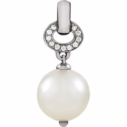 64325:100598:P 18kt Palladium White South Sea Cultured Pearl & .08CTW Diamond Pendant 